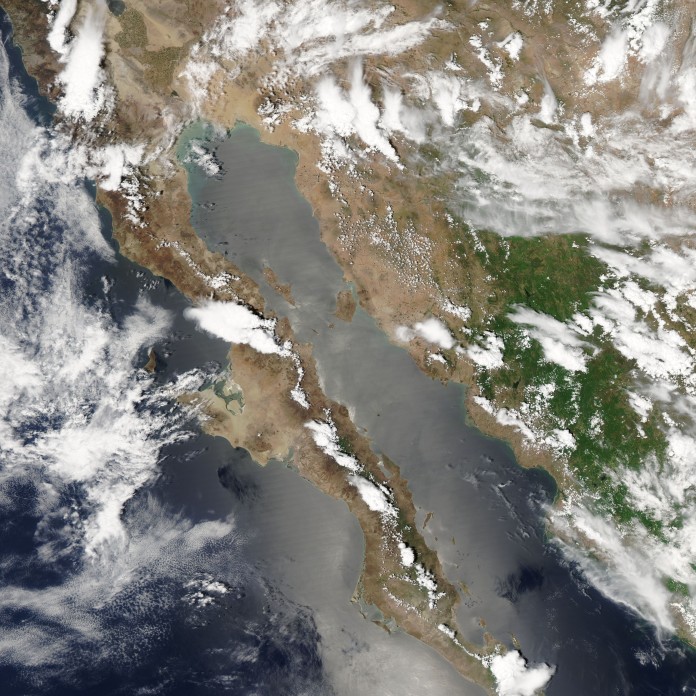 Baja California Sur vista desde el espacio. Agosto 2014. MODIS - NASA